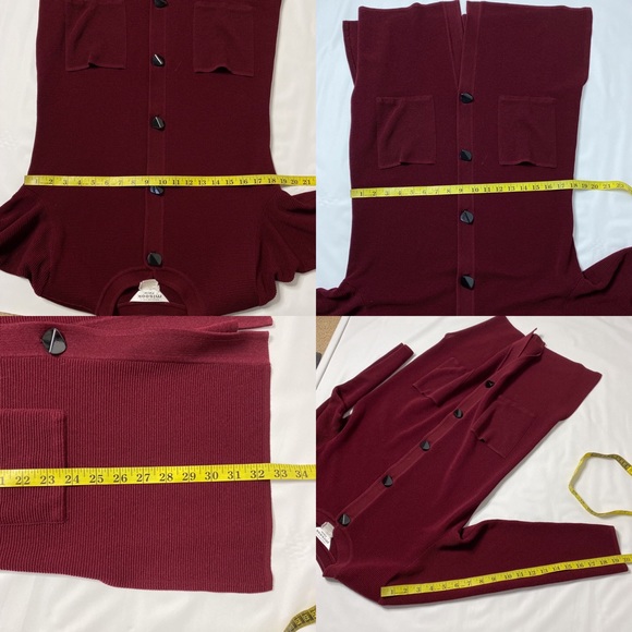 Exclusively Misook Maroon Knit Cardigan Shirt Set - Picture 7 of 8